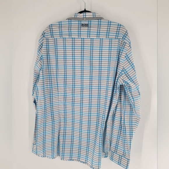 Hugo Boss Modern Fit Blue Plaid Shirt XXL Mens‎  Long Sleeve New - Picture 3 of 5